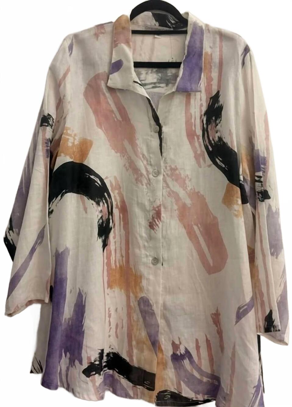 NEW CHRISTOPHER CALVIN women's geometric tunic top
